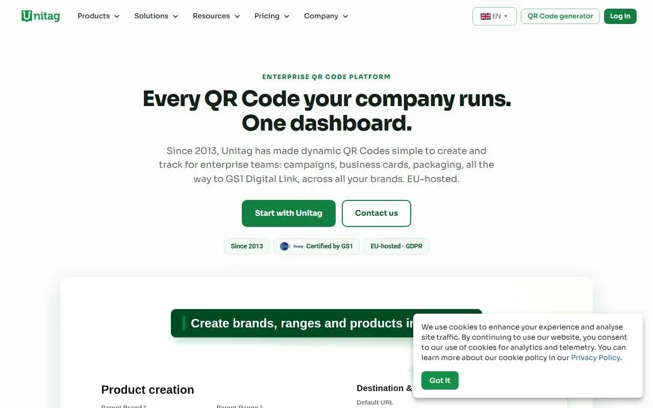 Tampilan website resmi Unitag (unitag.io)