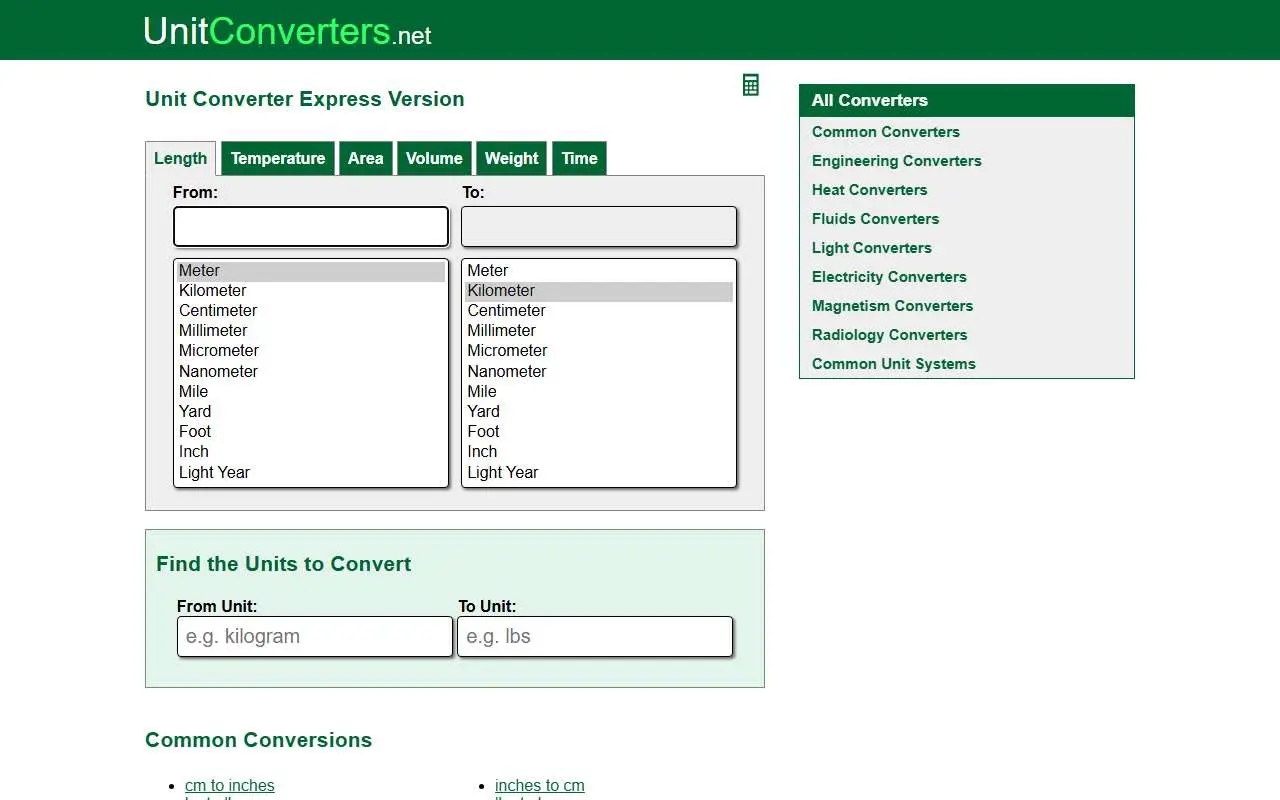 Tampilan website resmi UnitConverters.net (unitconverters.net)