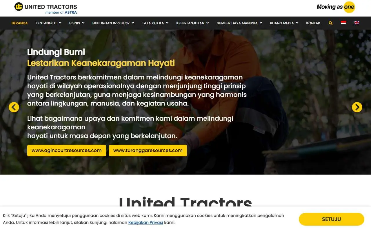 Tampilan website resmi United Tractors (unitedtractors.com)