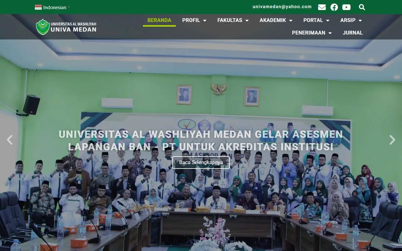 Tampilan website resmi Universitas Al Washliyah (univamedan.ac.id)