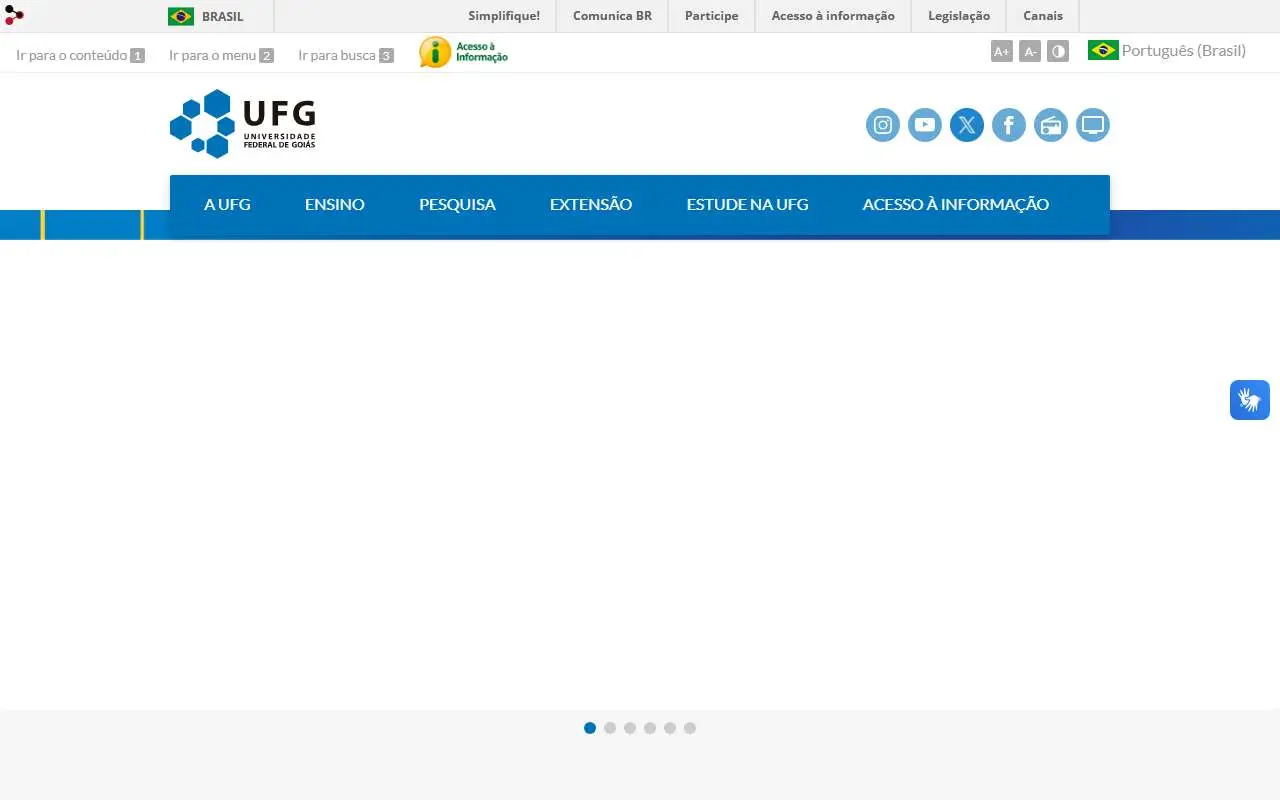 Tampilan website resmi Universidade Federal de Goiás (ufg.br)