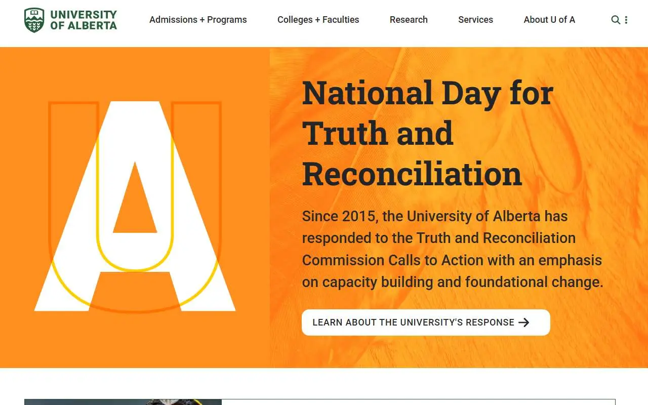 Tampilan website resmi University of Alberta (ualberta.ca)