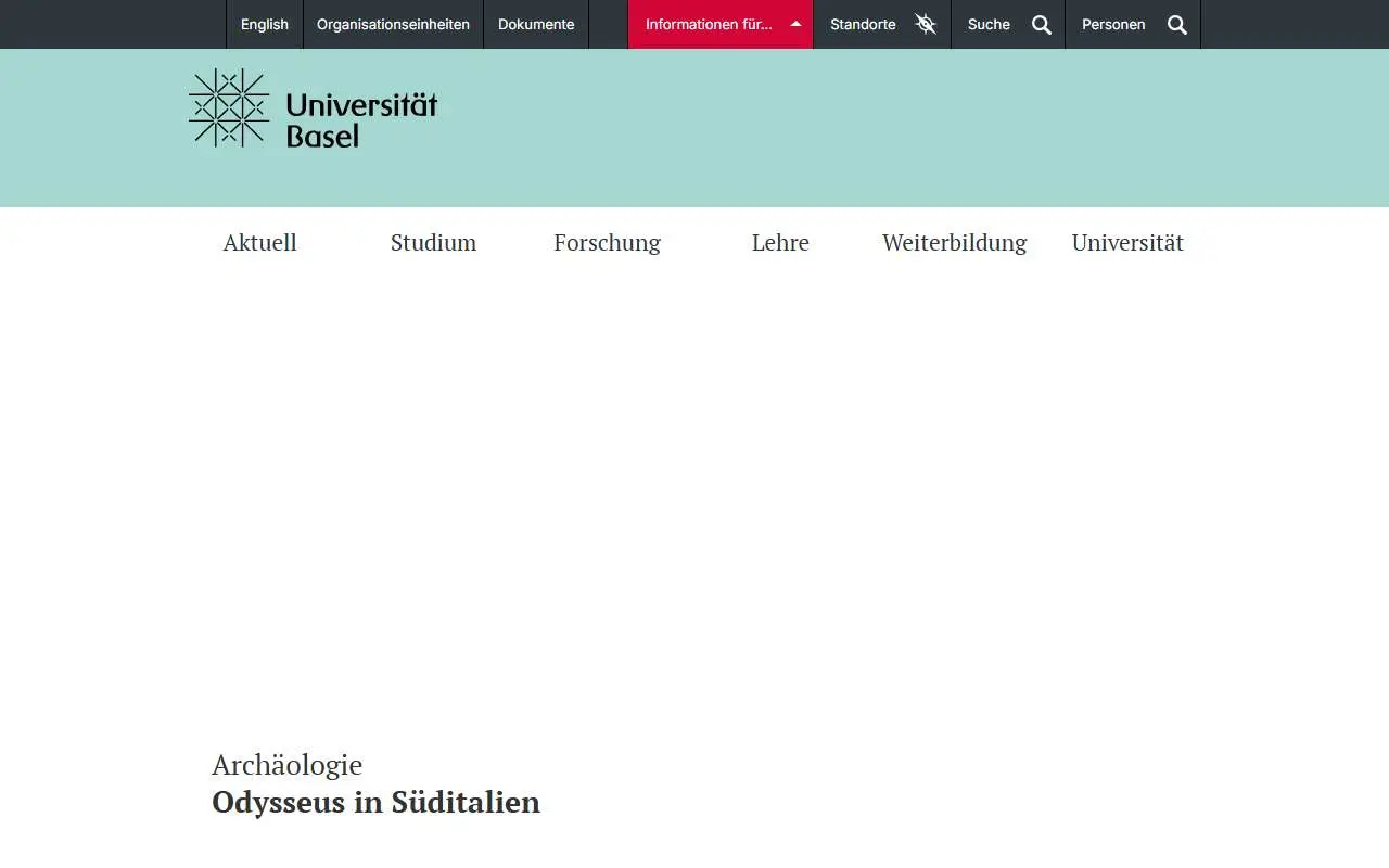 Tampilan website resmi Universitas Basel (unibas.ch)