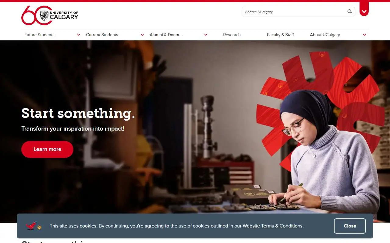 Tampilan website resmi University of Calgary (ucalgary.ca)