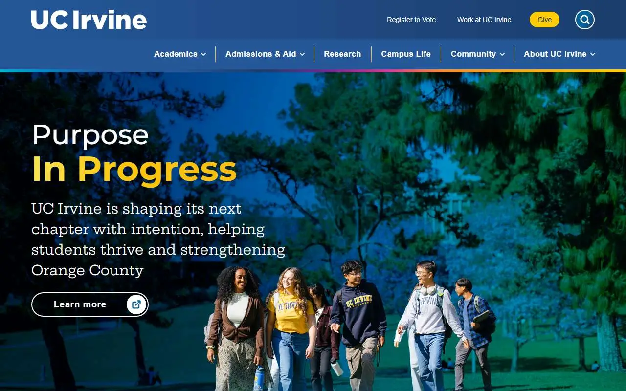 Tampilan website resmi Universitas California, Irvine (uci.edu)