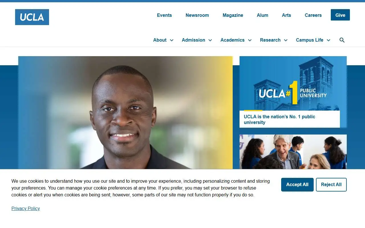 Tampilan website resmi Universitas California, Los Angeles (ucla.edu)