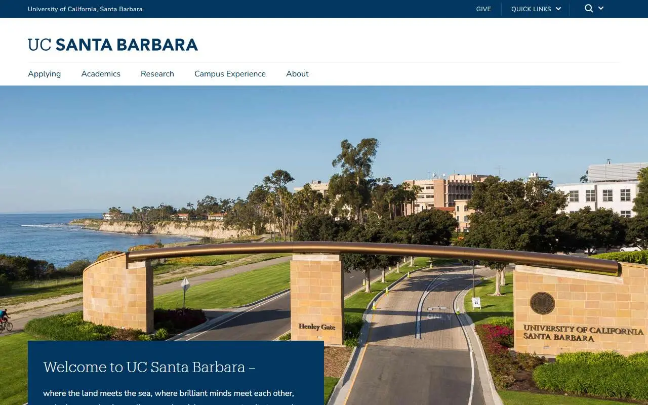 Tampilan website resmi Universitas California, Santa Barbara (ucsb.edu)