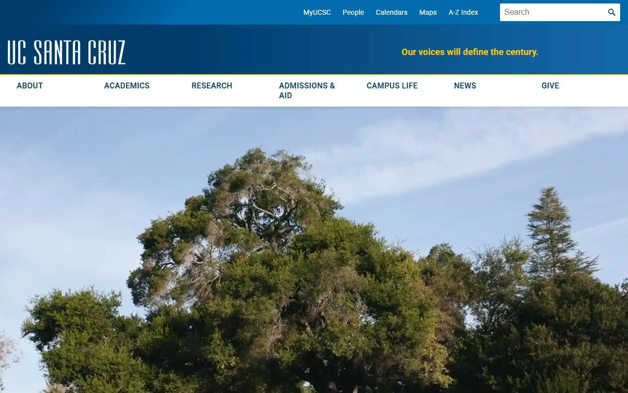 Tampilan website resmi Universitas California, Santa Cruz (ucsc.edu)