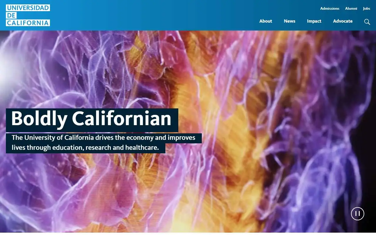 Tampilan website resmi Universitas California (universityofcalifornia.edu)