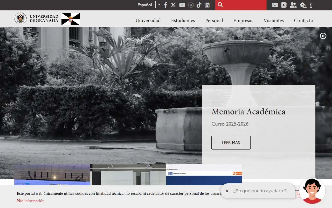 Tampilan website resmi Universitas Granada (ugr.es)