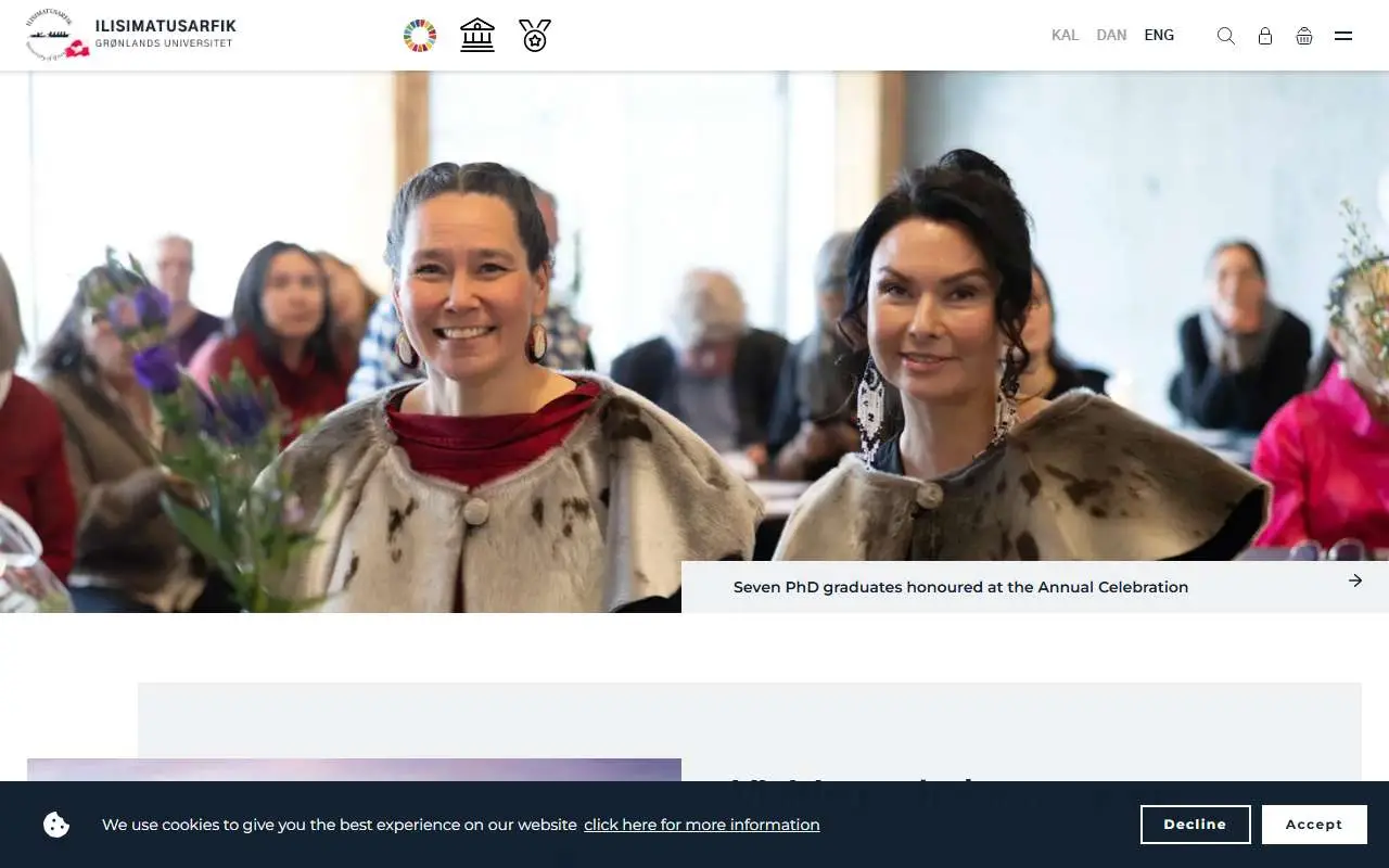 Tampilan website resmi Universitas Greenland (uk.uni.gl)