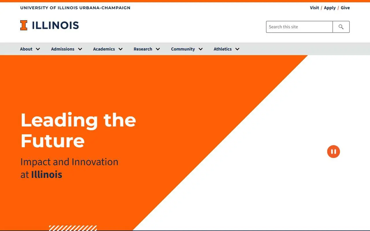 Tampilan website resmi Universitas Illinois Urbana-Champaign (illinois.edu)