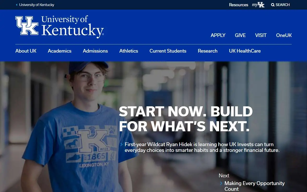 Tampilan website resmi Universitas Kentucky (uky.edu)