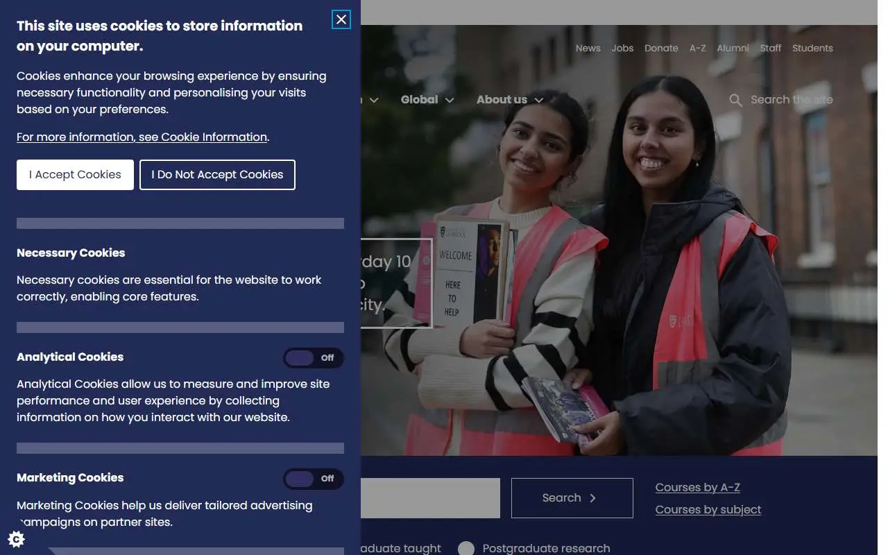 Tampilan website resmi Universitas Liverpool (liverpool.ac.uk)