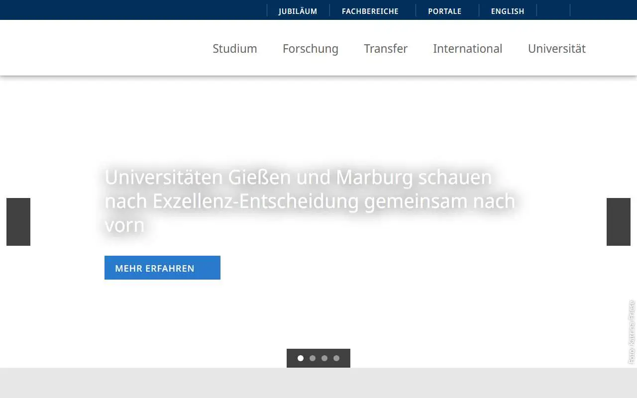 Tampilan website resmi Universitas Philipp Marburg (uni-marburg.de)