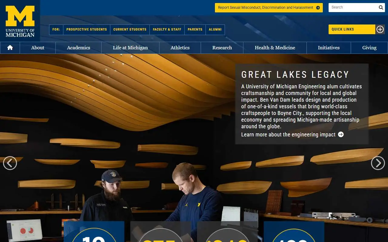 Tampilan website resmi Universitas Michigan (umich.edu)