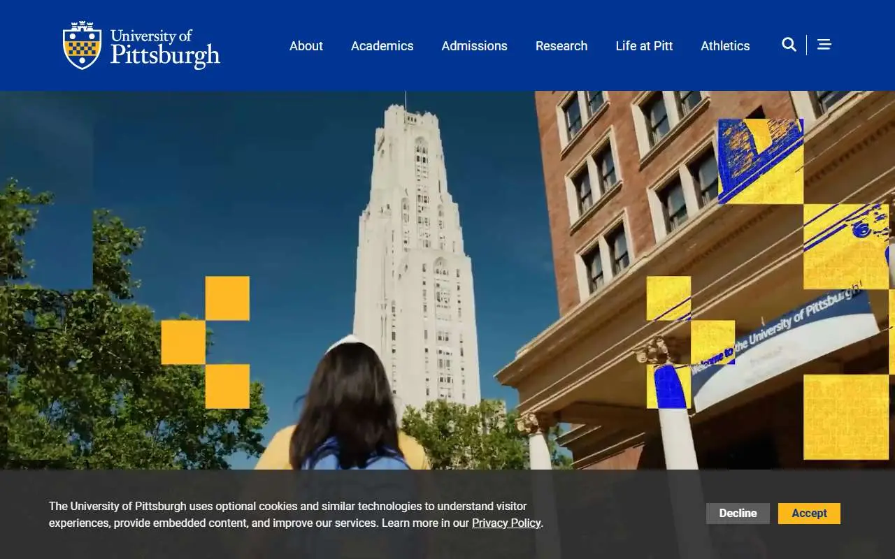 Tampilan website resmi Universitas Pittsburgh (pitt.edu)