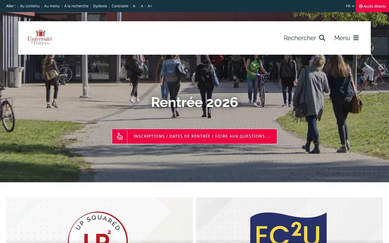 Tampilan website resmi Universitas Poitiers (univ-poitiers.fr)