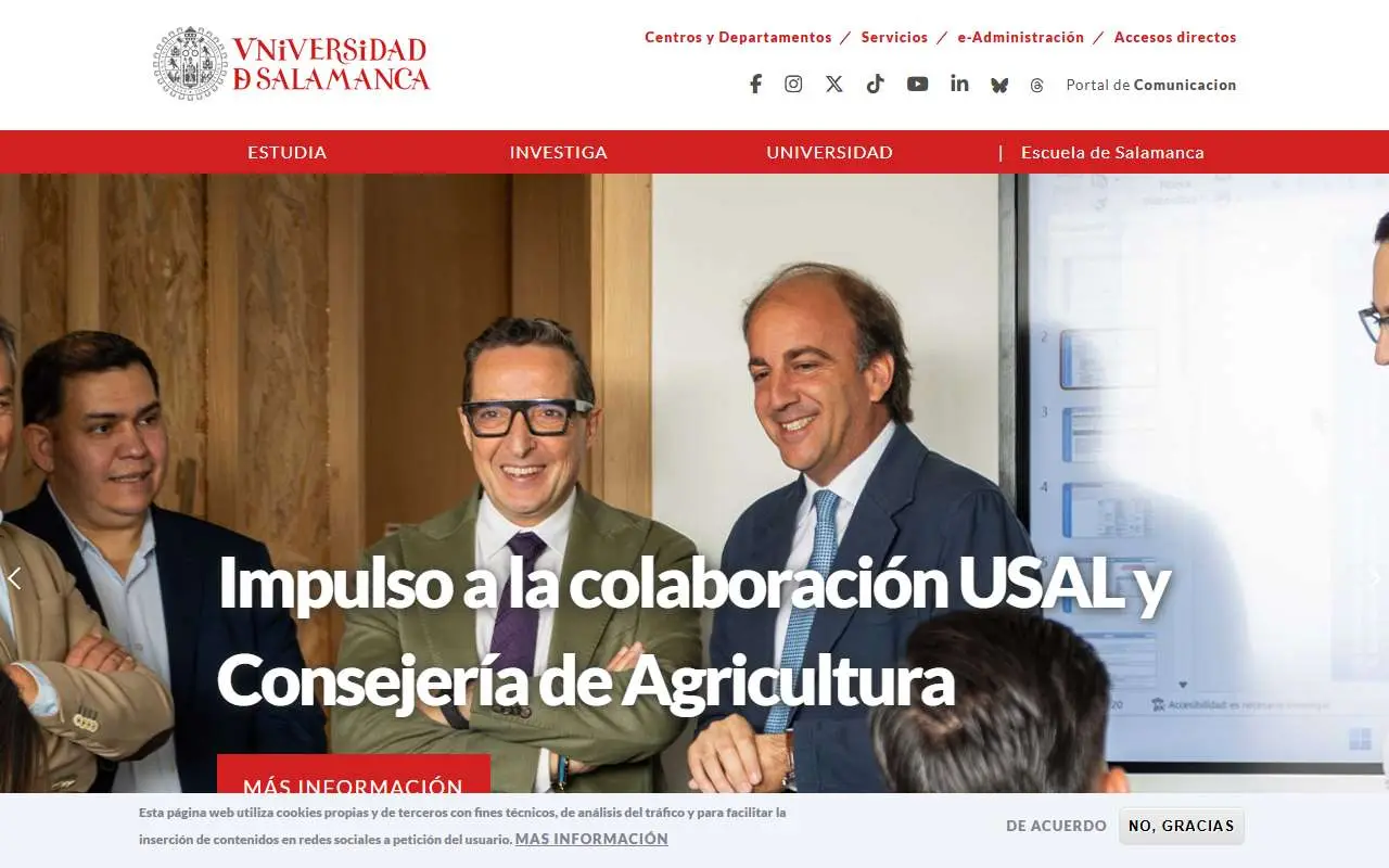 Tampilan website resmi Universitas Salamanca (usal.es)