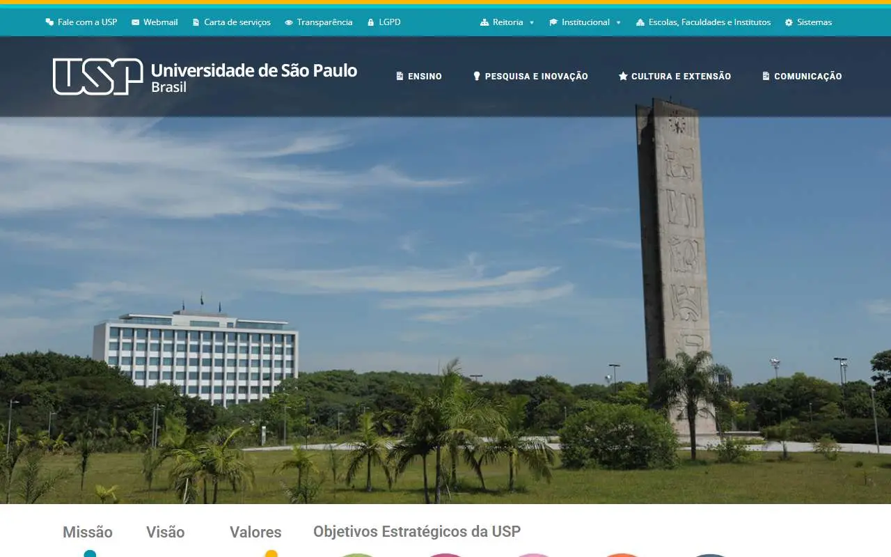 Tampilan website resmi Universitas São Paulo (usp.br)
