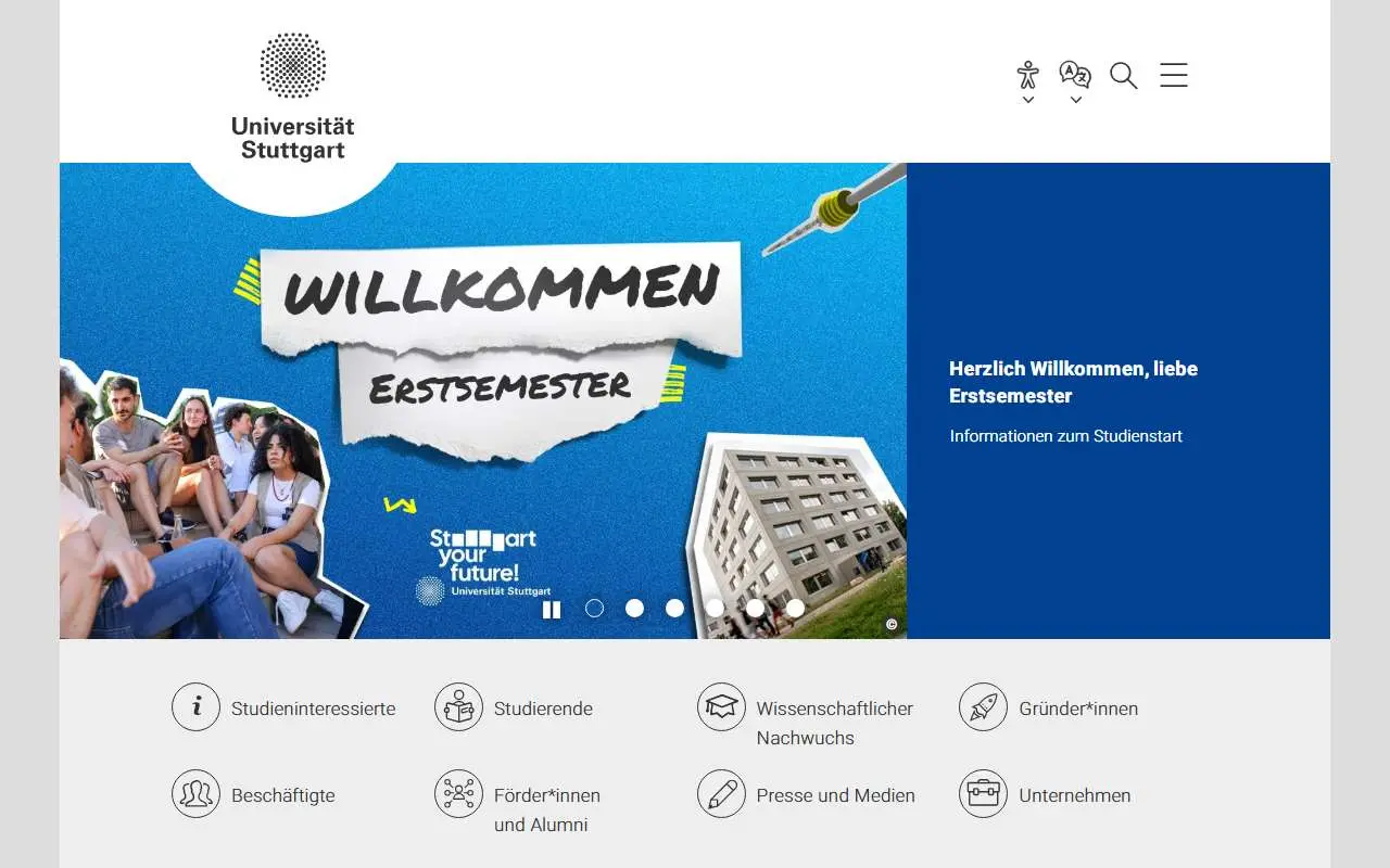 Tampilan website resmi Universitas Stuttgart (uni-stuttgart.de)
