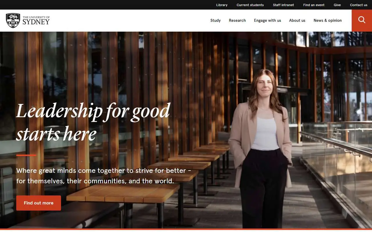 Tampilan website resmi Universitas Sydney (sydney.edu.au)