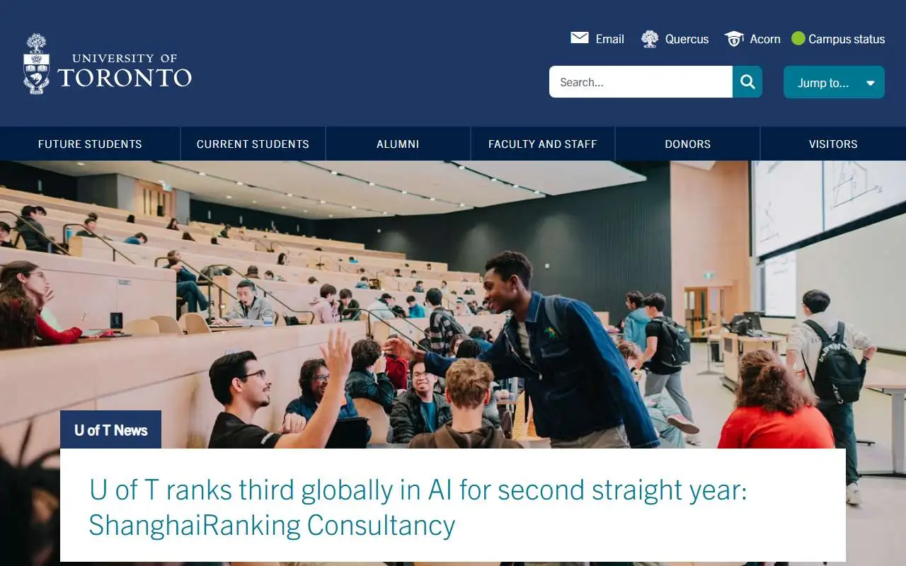 Tampilan website resmi Universitas Toronto (utoronto.ca)