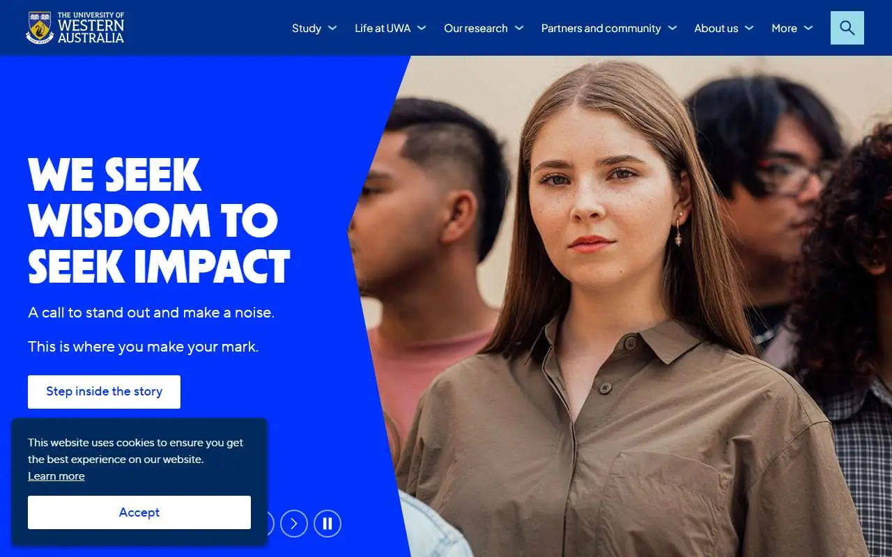 Tampilan website resmi Universitas Western Australia (uwa.edu.au)