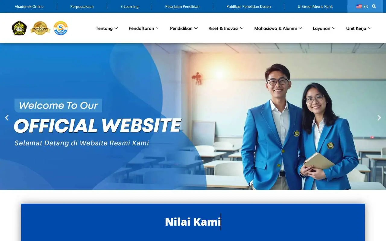 Tampilan website resmi Universitas Pancasila (univpancasila.ac.id)