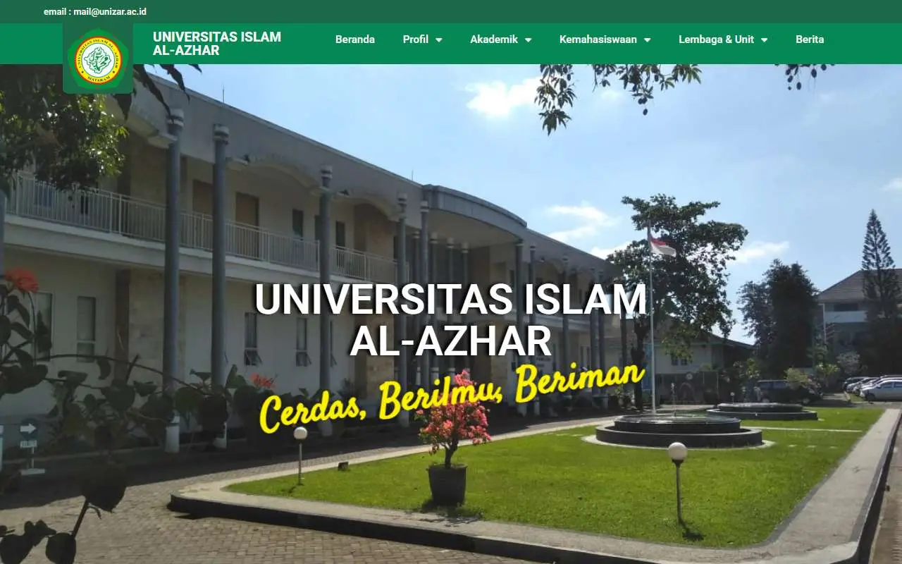 Tampilan website resmi Universitas Islam Al-Azhar Mataram (unizar.ac.id)