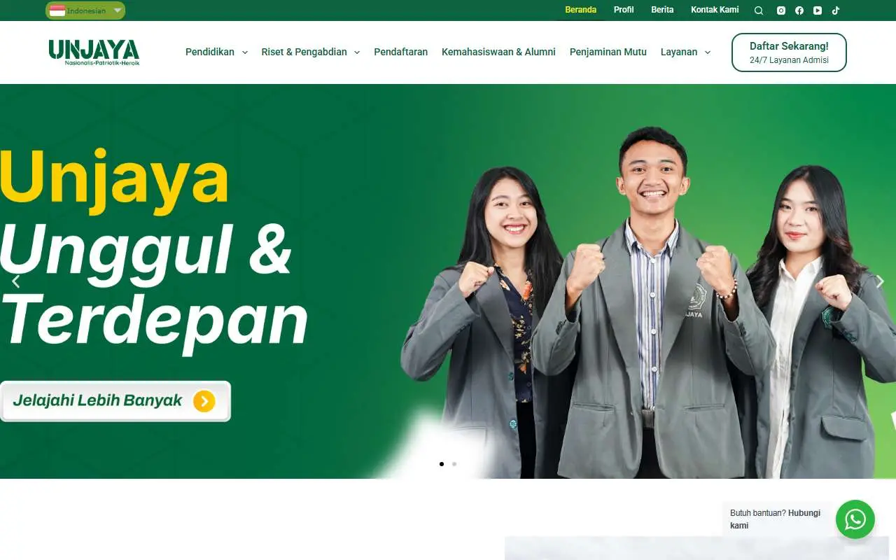 Tampilan website resmi Univ. Jenderal Achmad Yani Yogyakarta (unjaya.ac.id)