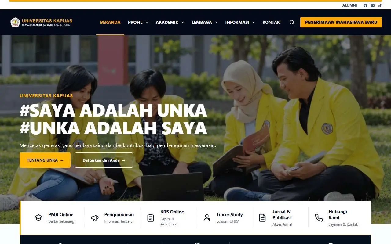 Tampilan website resmi Universitas Kapuas (unka.ac.id)