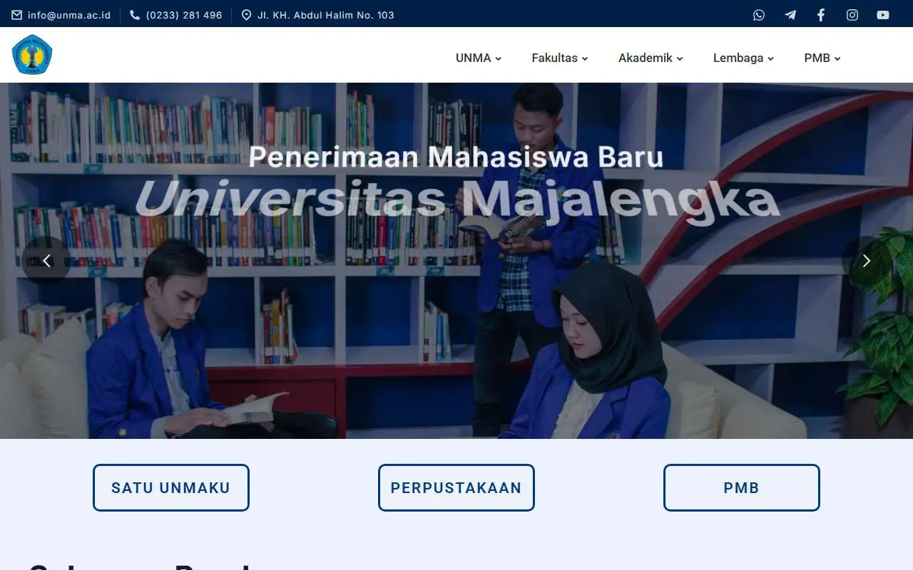 Tampilan website resmi Universitas Majalengka (unma.ac.id)