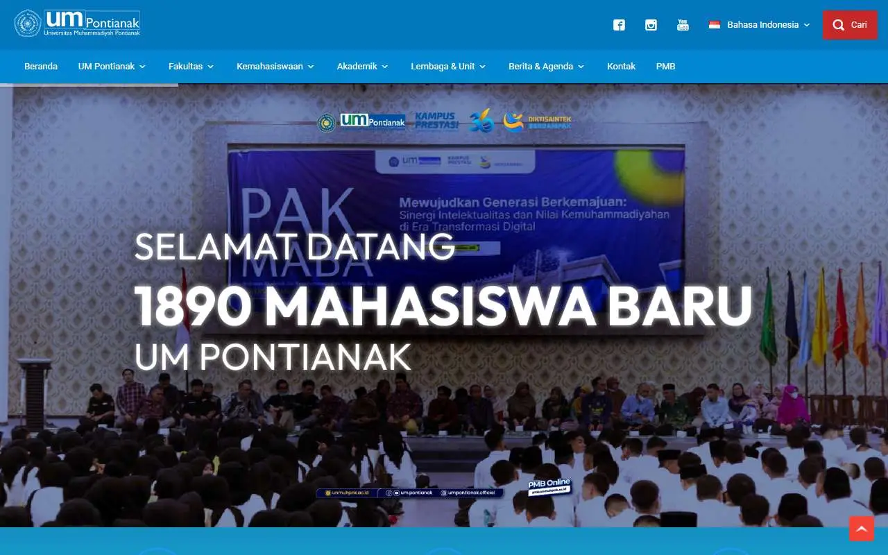Tampilan website resmi Universitas Muhammadiyah Pontianak (unmuhpnk.ac.id)