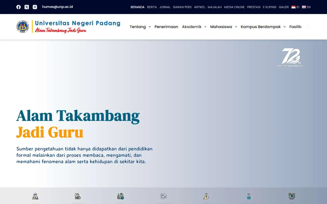 Tampilan website resmi Universitas Negeri Padang (unp.ac.id)