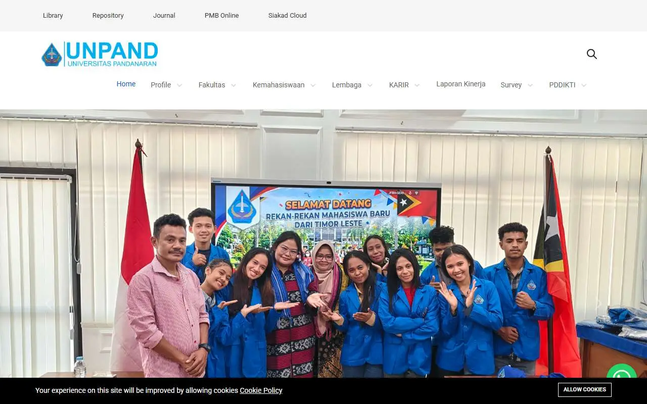 Tampilan website resmi Universitas Pandanaran (unpand.ac.id)