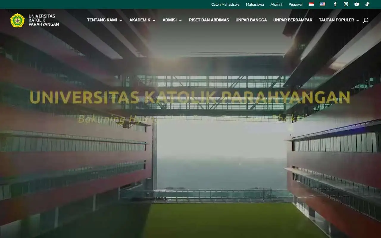 Tampilan website resmi Universitas Katolik Parahyangan (unpar.ac.id)
