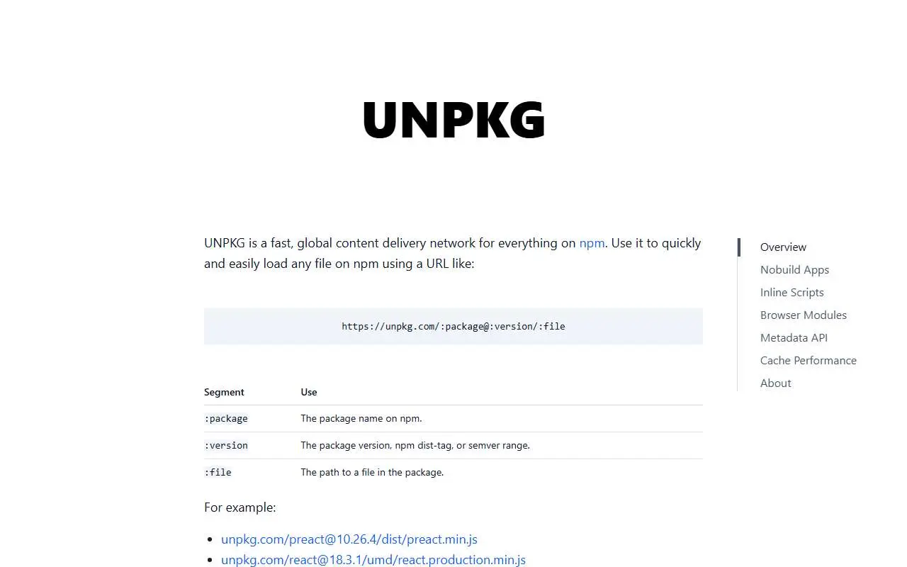 Tampilan website resmi UNPKG (unpkg.com)