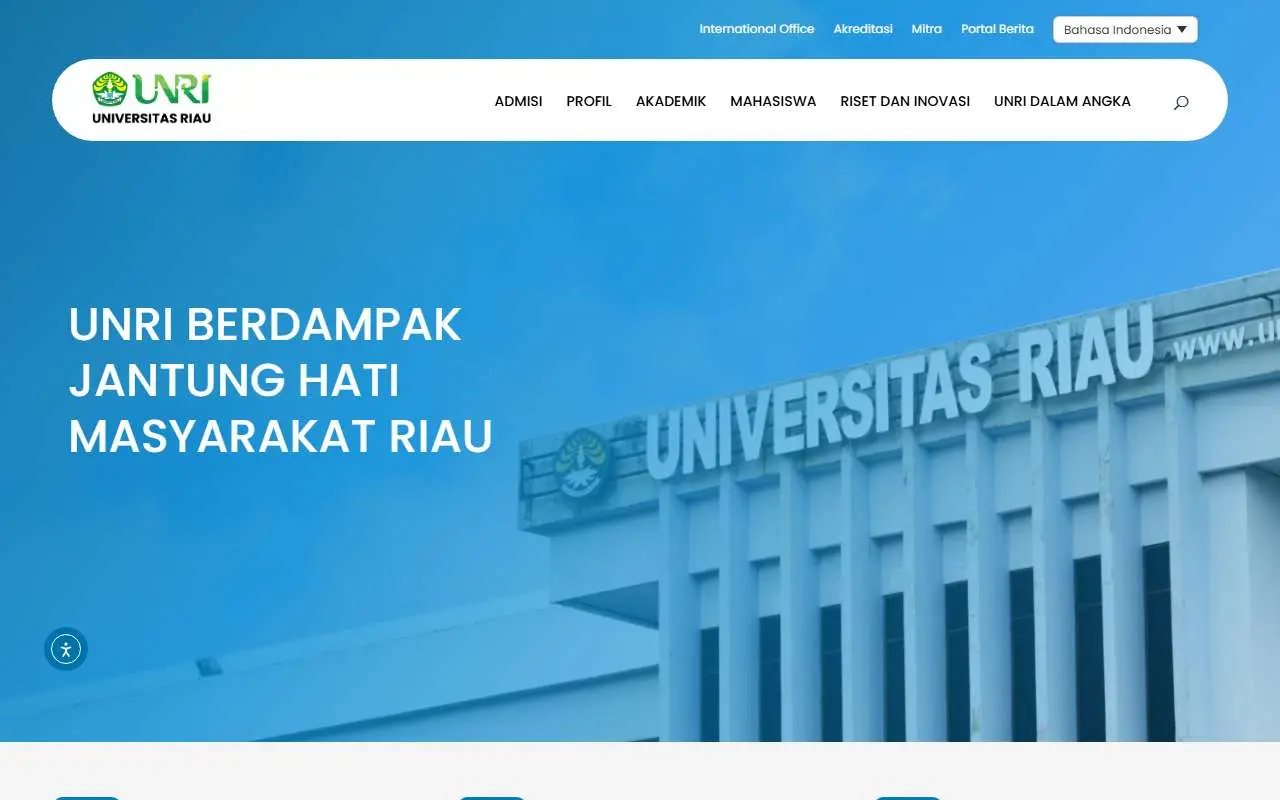 Tampilan website resmi Universitas Riau (unri.ac.id)