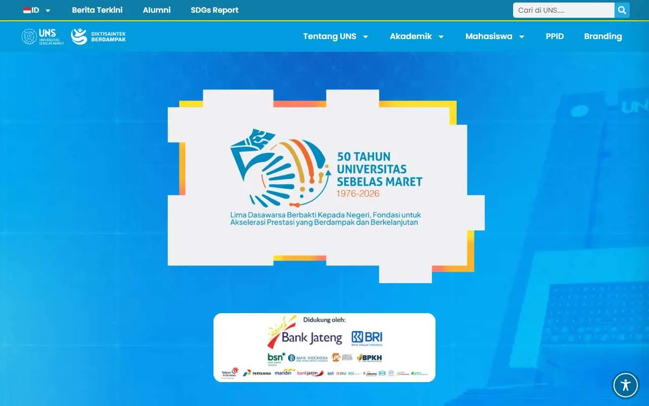 Tampilan website resmi Universitas Sebelas Maret (uns.ac.id)