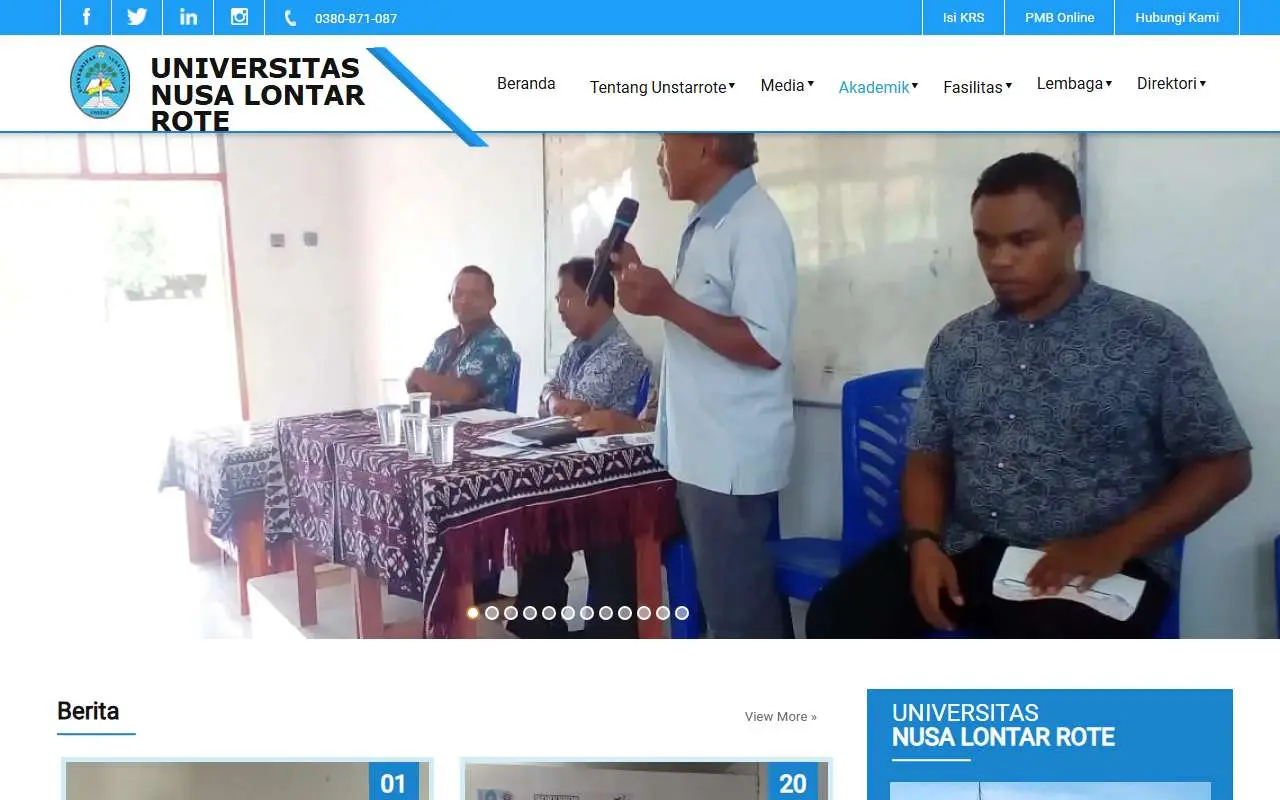 Tampilan website resmi Universitas Nusa Lontar (unstarrote.ac.id)