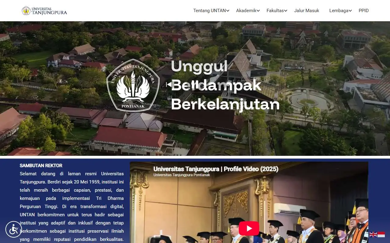 Tampilan website resmi Universitas Tanjungpura (untan.ac.id)