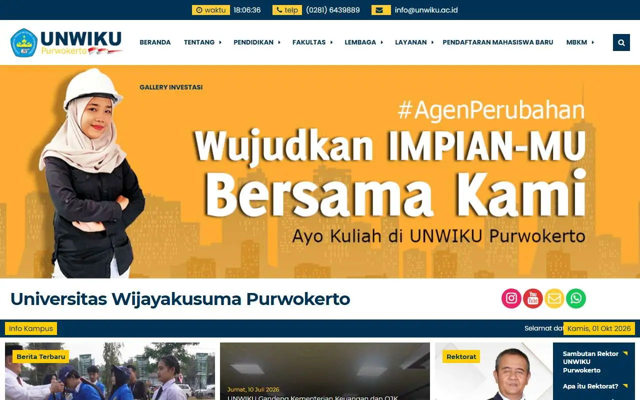 Tampilan website resmi Universitas Wijayakusuma Purwokerto (unwiku.ac.id)