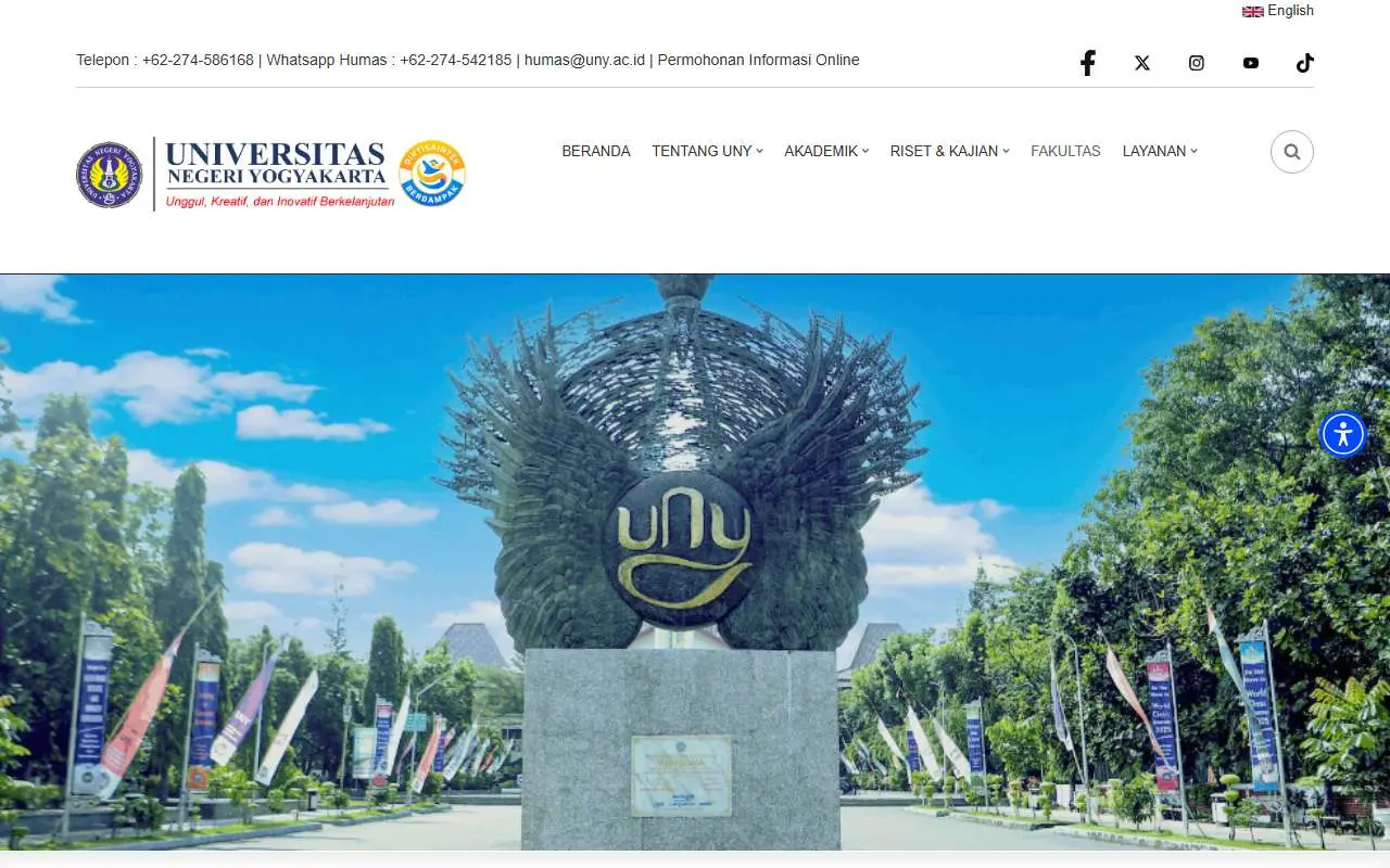 Tampilan website resmi Universitas Negeri Yogyakarta (uny.ac.id)