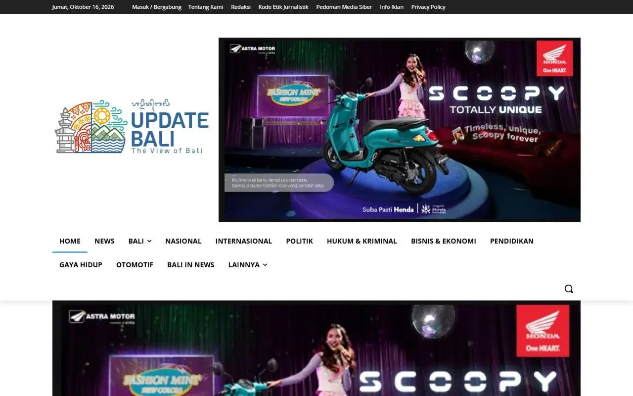 Tampilan website resmi Updatebali (updatebali.com)