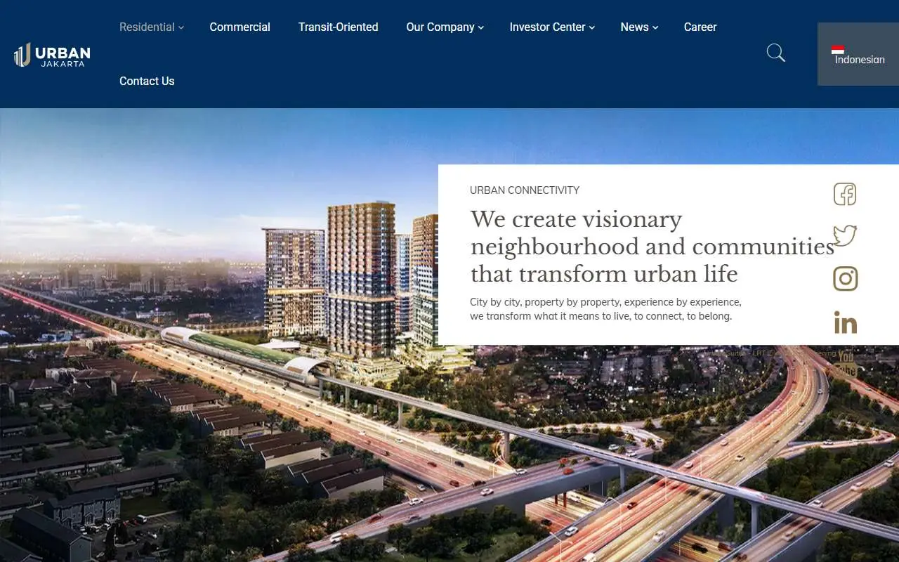 Tampilan website resmi Urban Jakarta Propertindo (urbanjakarta.co.id)