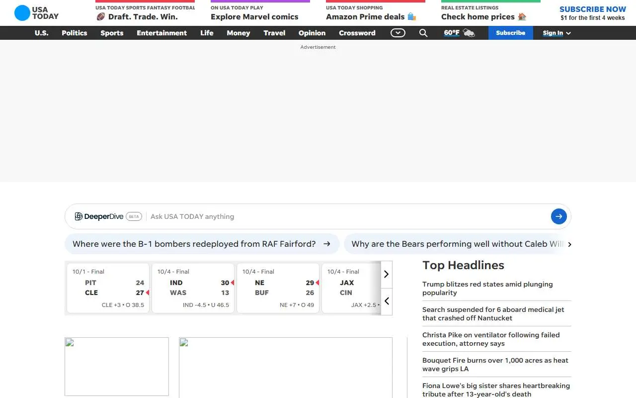 Tampilan website resmi USA Today (usatoday.com)