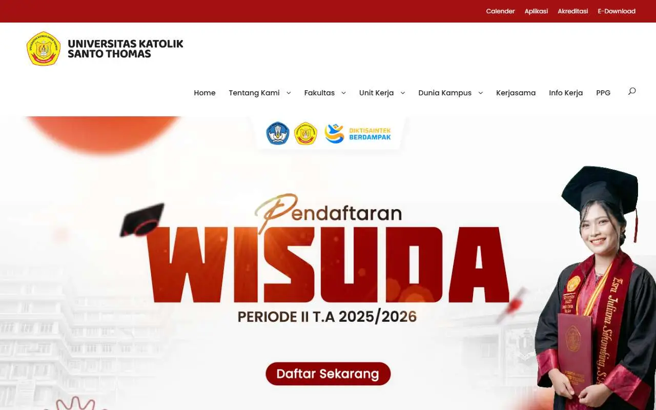 Tampilan website resmi Universitas Katolik Santo Thomas (ust.ac.id)