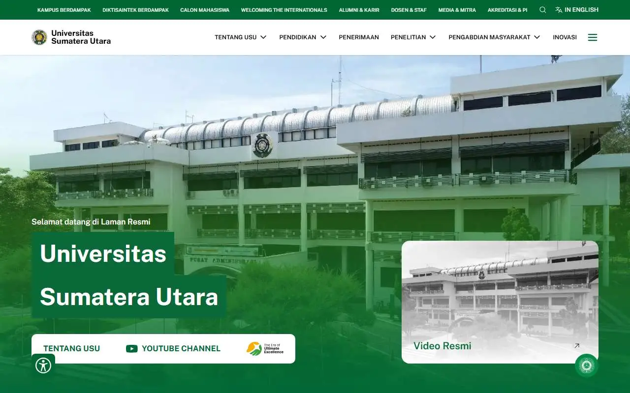 Tampilan website resmi Universitas Sumatera Utara (usu.ac.id)