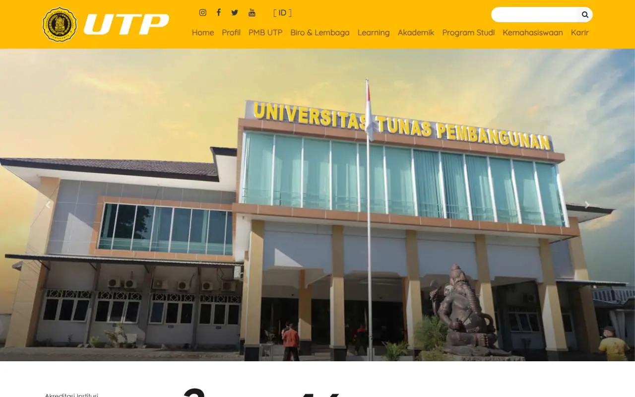 Tampilan website resmi Universitas Tunas Pembangunan (utp.ac.id)